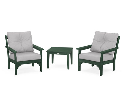 POLYWOOD® Vineyard 3-Piece Deep Seating Set in Green / Granite