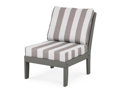 POLYWOOD® Braxton Modular Armless Chair in Slate Grey / Cabana Stripe Grey Mist
