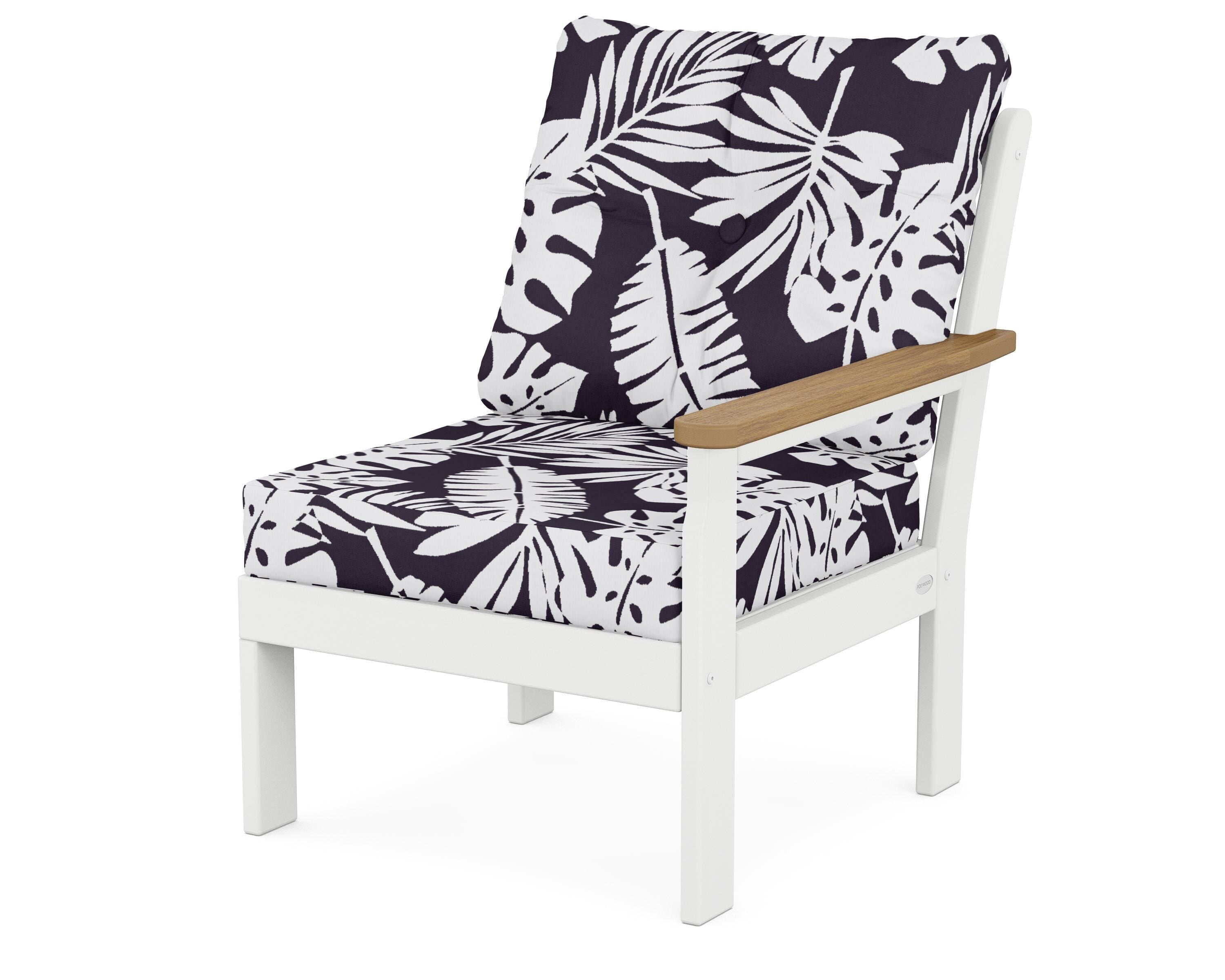 POLYWOOD® Vineyard Modular Right Arm Chair in White / Natural / Leaf Navy