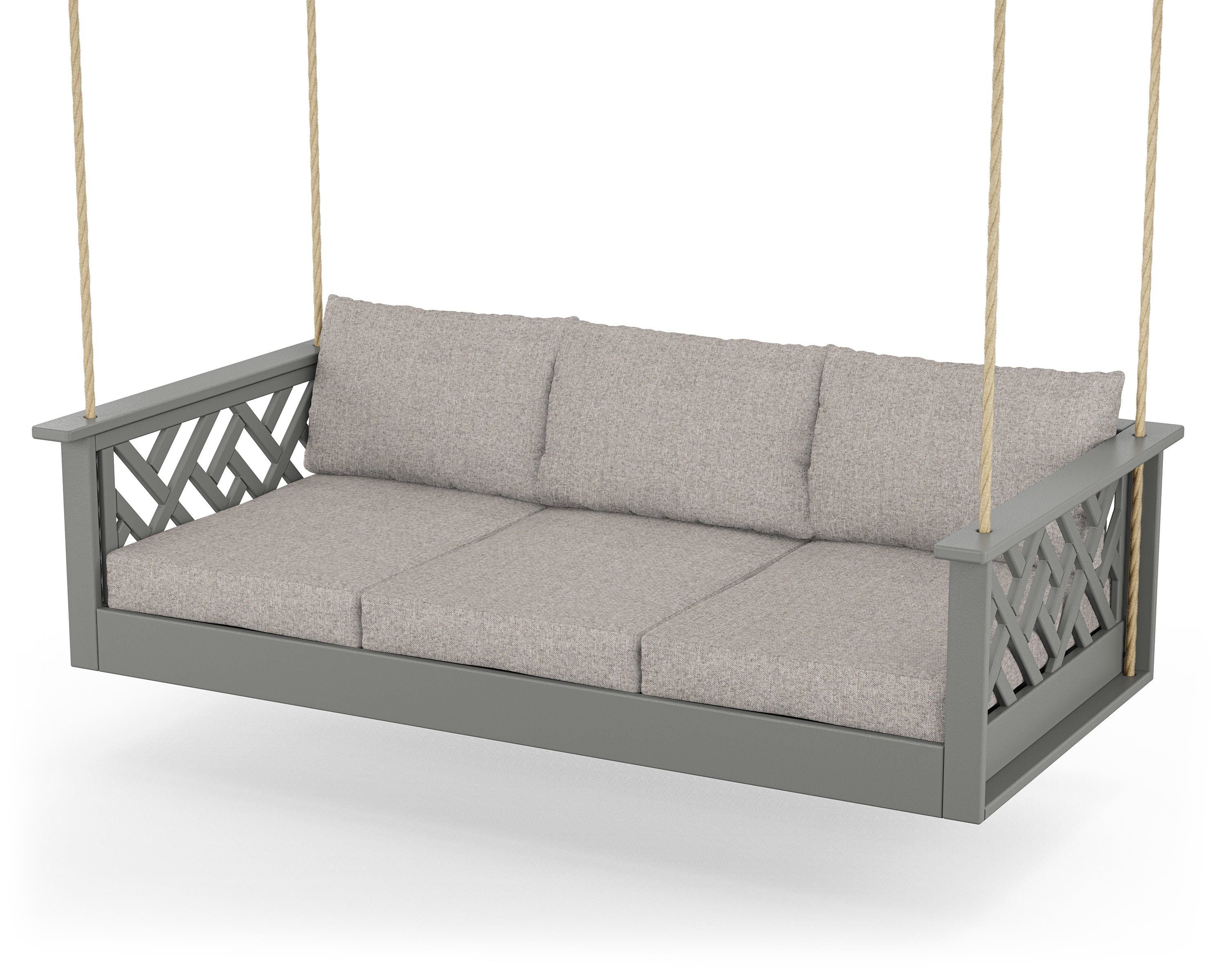 POLYWOOD® Chippendale Daybed Swing in Slate Grey / Weathered Tweed