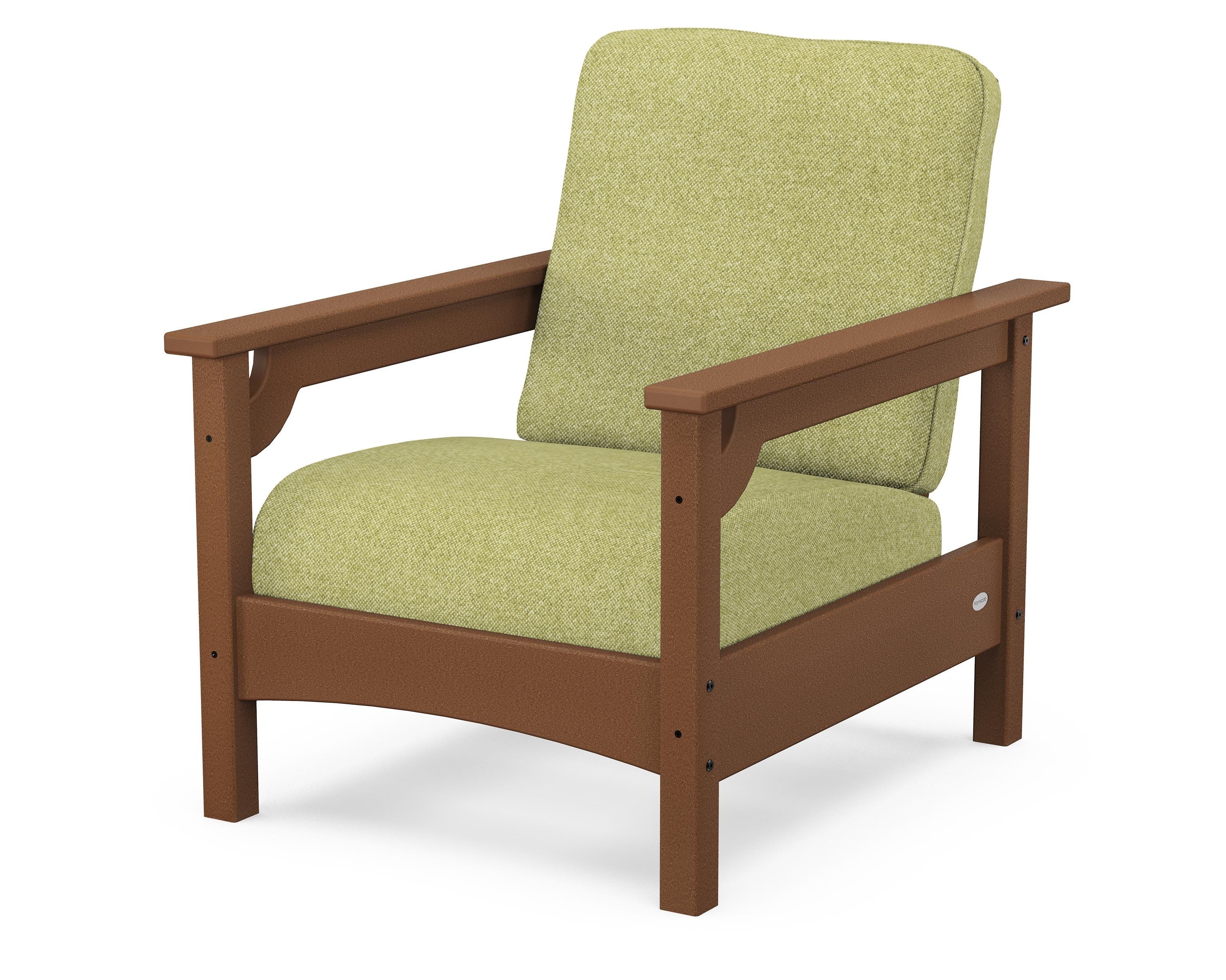 POLYWOOD® Club Chair in Teak / Chartreuse Boucle