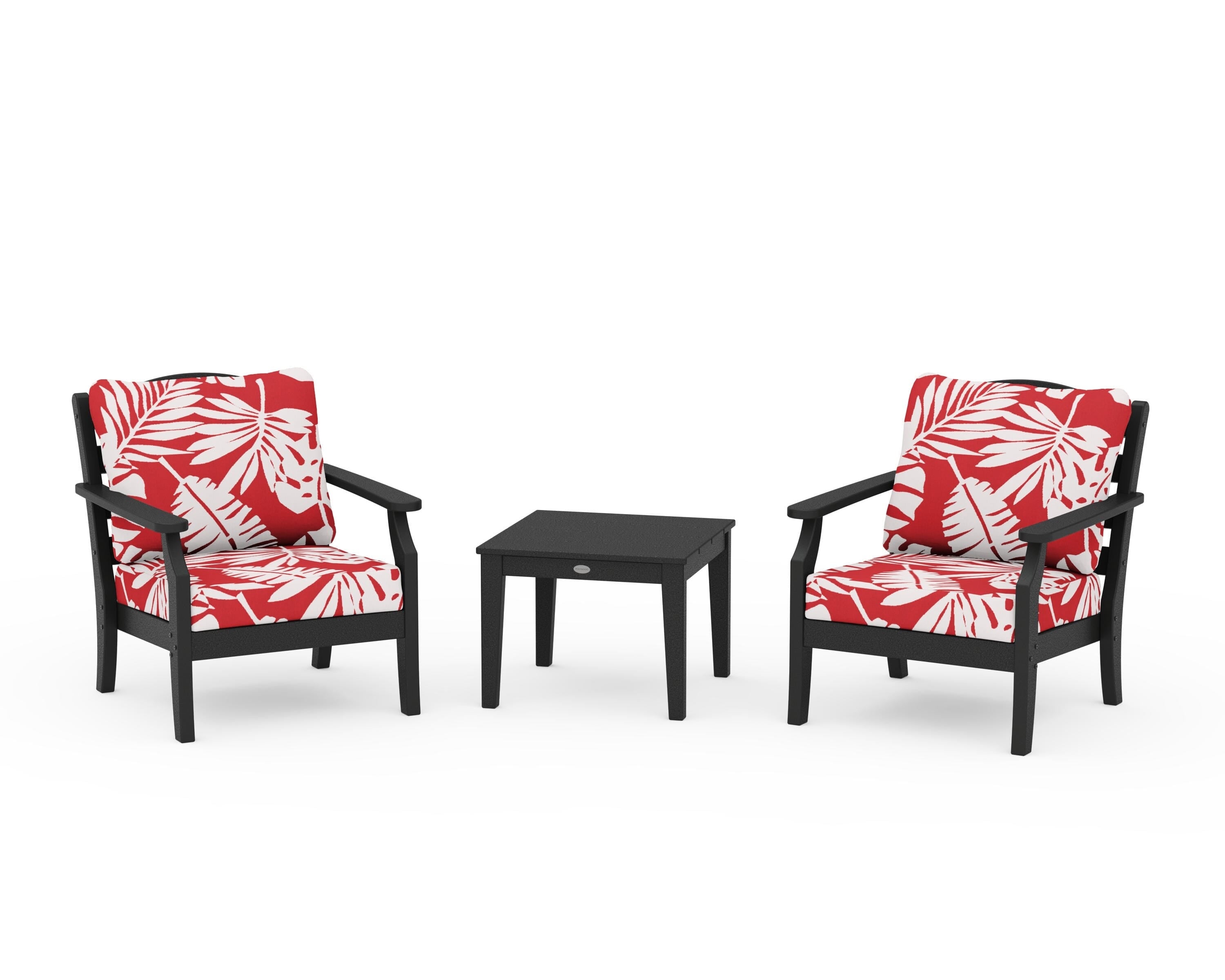 Draper James™ by  POLYWOOD® Savannah 3-Piece Deep Seating Set in Black / Leaf Crimson
