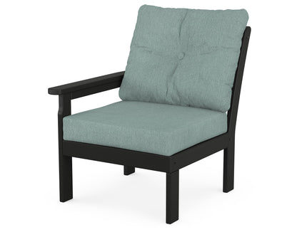 POLYWOOD® Vineyard Modular Left Arm Chair in Black / Glacier Spa