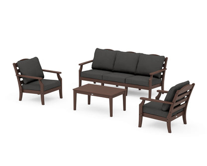 Draper James™ by  POLYWOOD® Savannah 4-Piece Deep Seating Set with Sofa in Mahogany / Spectrum Carbon