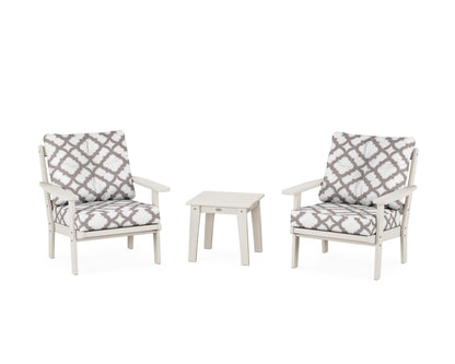 POLYWOOD® Oxford 3-Piece Deep Seating Set in Sand / Trellis Grey Mist