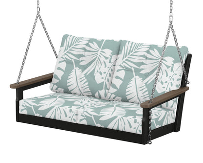 POLYWOOD® Vineyard Deep Seating Swing in Black / Kona / Leaf Glacier Spa