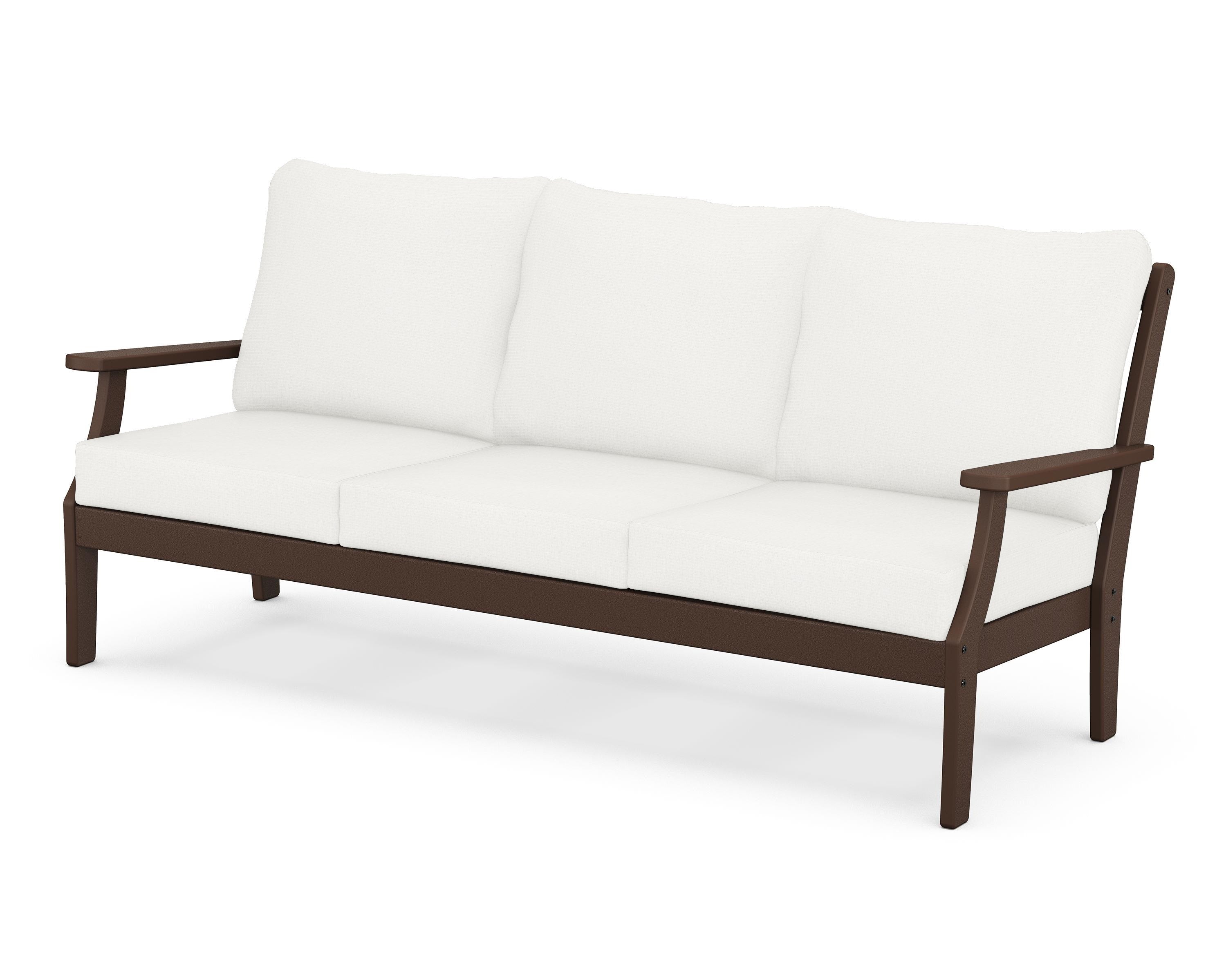 POLYWOOD® Braxton Deep Seating Sofa in Mahogany / Natural Linen