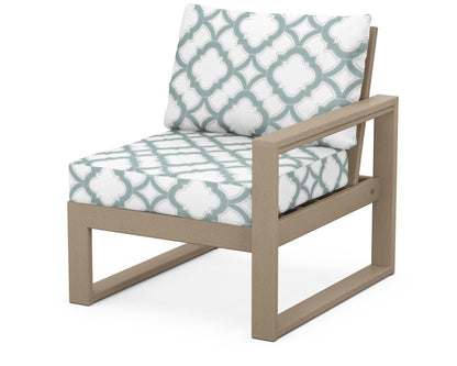 POLYWOOD® EDGE Modular Right Arm Chair in Vintage Sahara / Trellis Glacier Spa