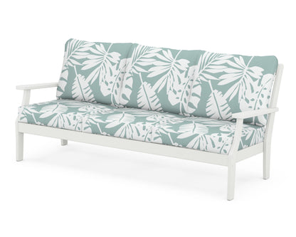 POLYWOOD® Braxton Deep Seating Sofa in Vintage White / Leaf Glacier Spa