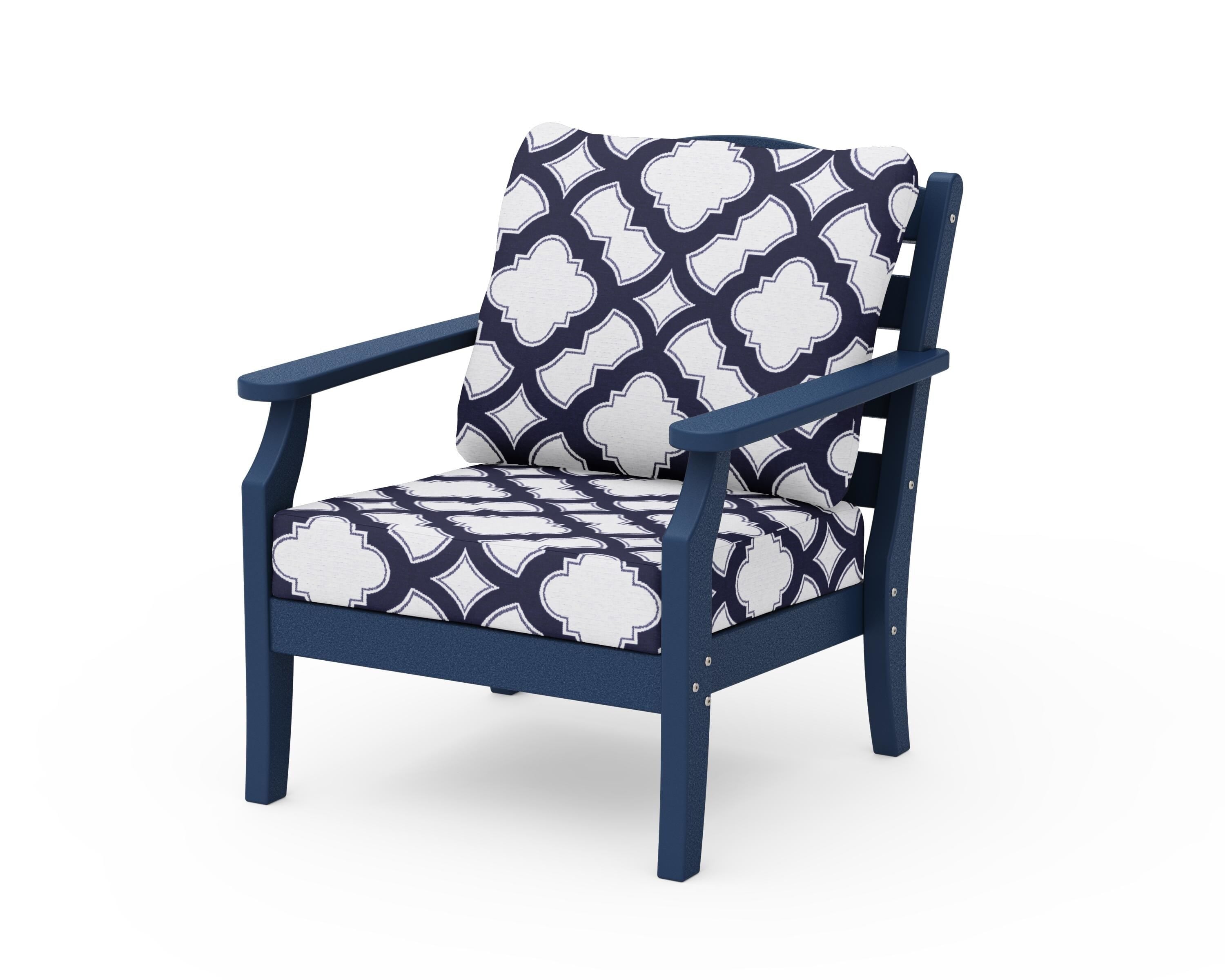 Draper James™ by  POLYWOOD® Savannah Deep Seating Chair in Navy / Trellis Navy