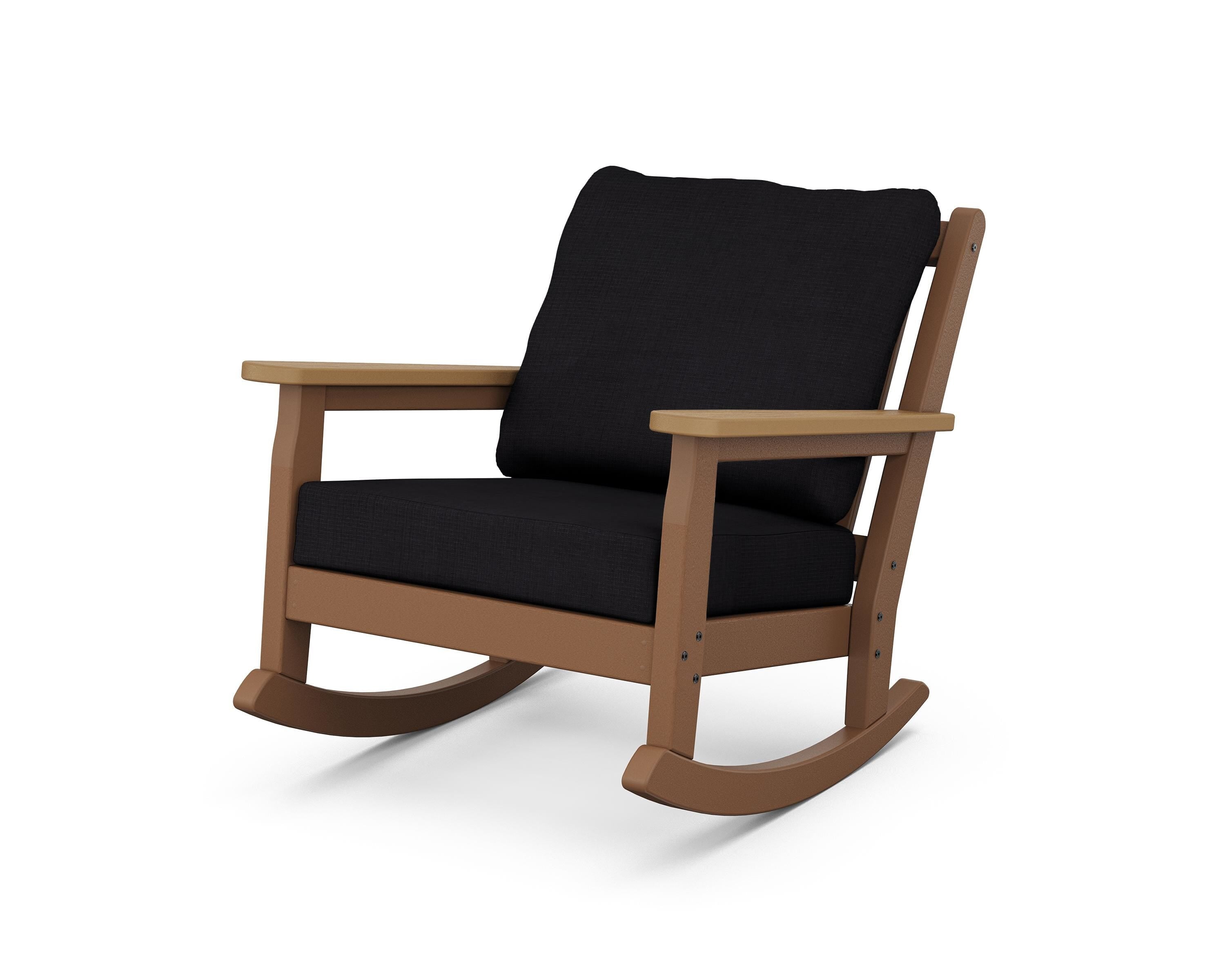POLYWOOD® Chippendale Deep Seating Rocking Chair in Teak / Natural / Midnight Linen
