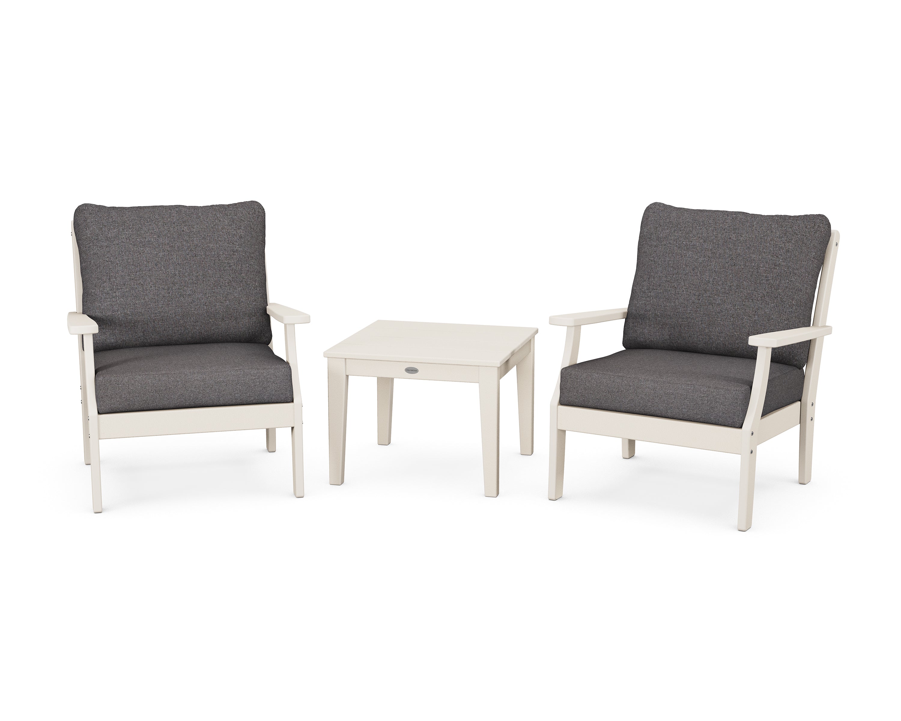 POLYWOOD® Braxton 3-Piece Deep Seating Set in Sand / Ash Charcoal