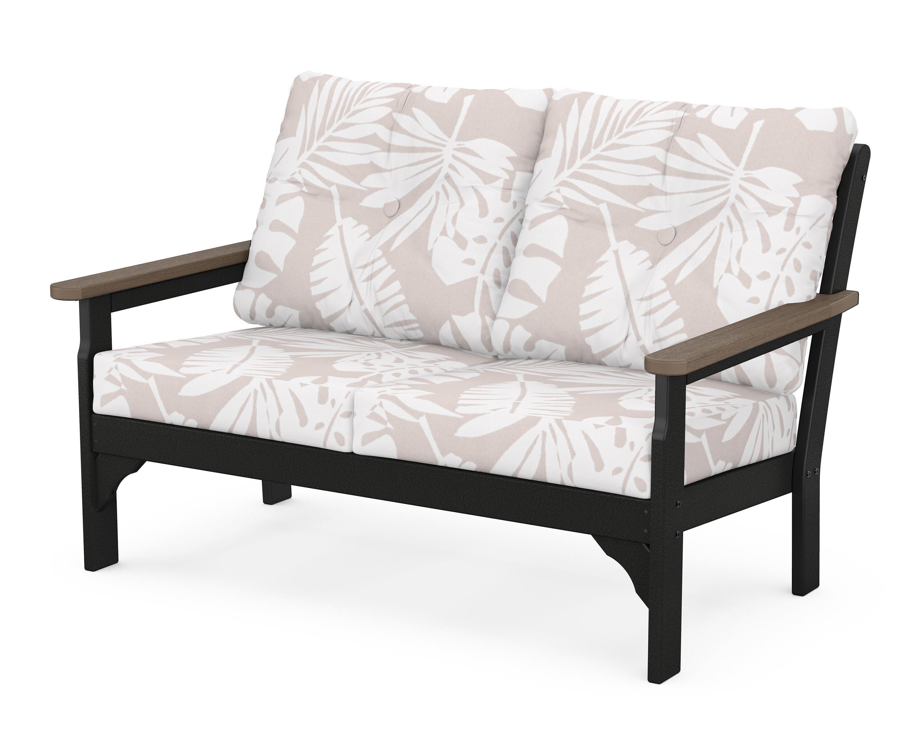 POLYWOOD® Vineyard Deep Seating Loveseat in Black / Kona / Leaf Dune Burlap