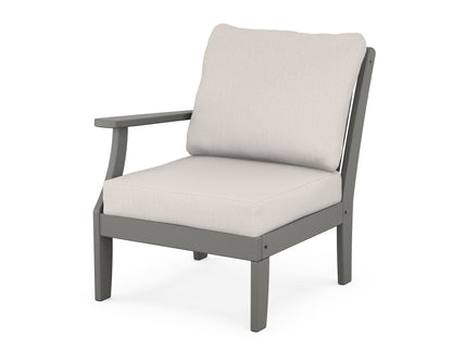 POLYWOOD® Braxton Modular Left Arm Chair in Slate Grey / Cast Ash