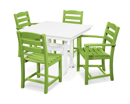 POLYWOOD® La Casa Café 5-Piece Farmhouse Dining Set with Trestle Legs in Lime / White
