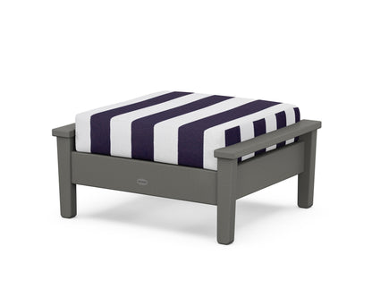 POLYWOOD® Prescott Deep Seating Ottoman in Slate Grey / Cabana Stripe Navy
