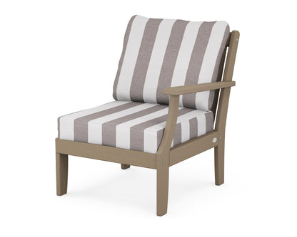 POLYWOOD® Braxton Modular Right Arm Chair in Vintage Sahara / Cabana Stripe Grey Mist