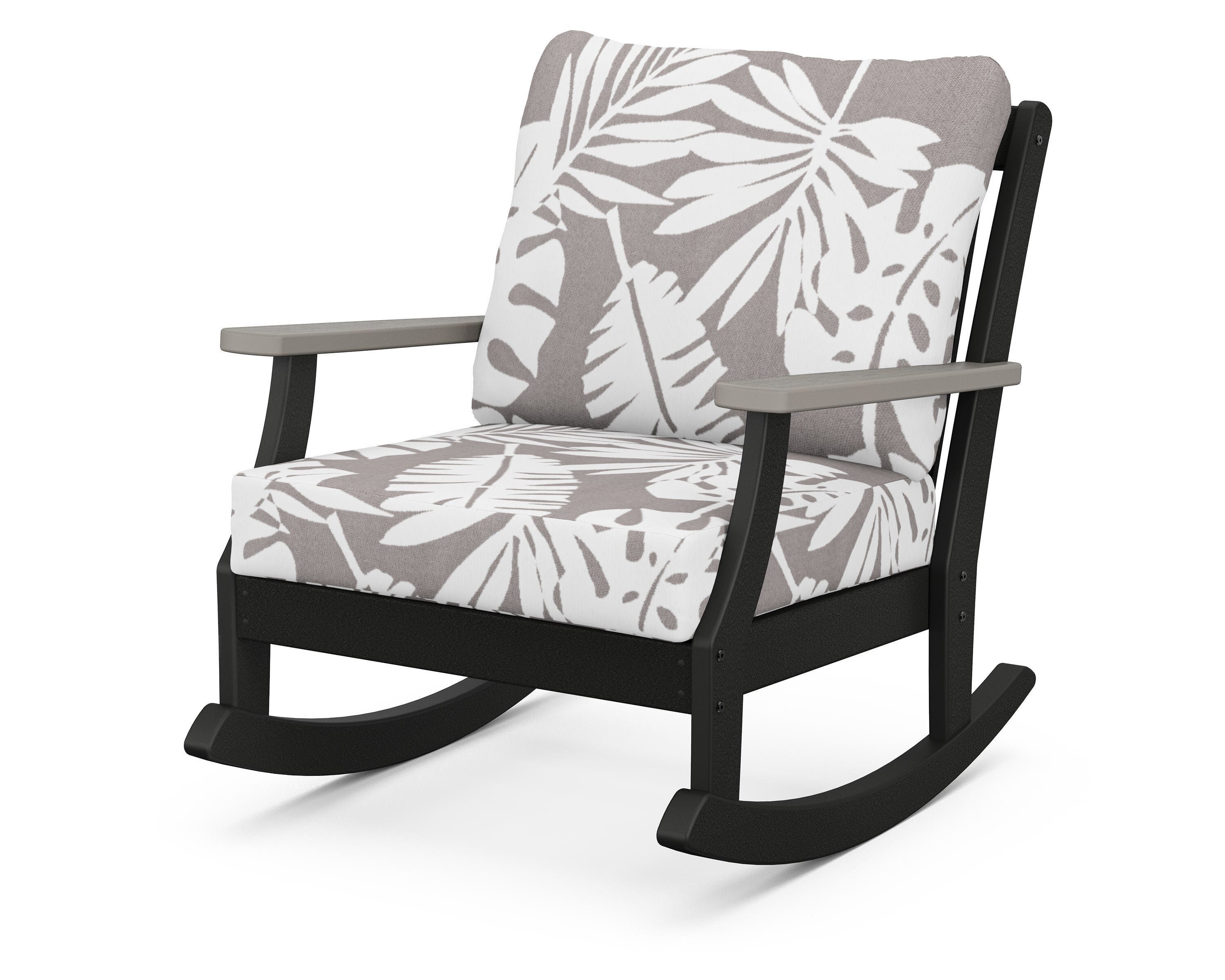 POLYWOOD® Braxton Deep Seating Rocking Chair in Black / Driftwood / Leaf Grey Mist