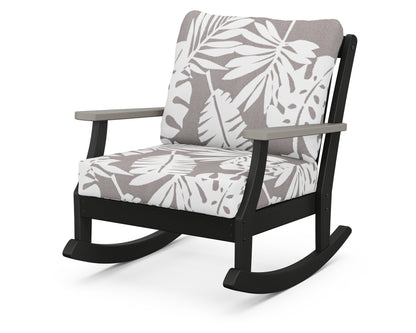 POLYWOOD® Braxton Deep Seating Rocking Chair in Black / Driftwood / Leaf Grey Mist