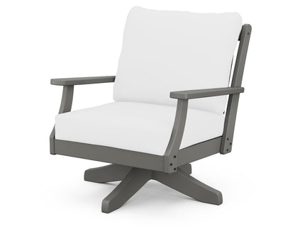 POLYWOOD® Braxton Deep Seating Swivel Chair in Slate Grey / Natural
