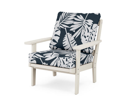 POLYWOOD® Prairie Deep Seating Chair in Sand / Leaf Marine Indigo
