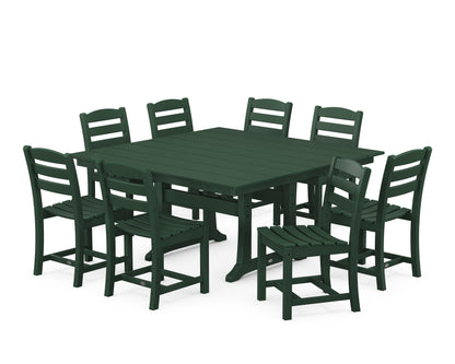 POLYWOOD® La Casa Café 9-Piece Farmhouse Trestle Dining Set in Green