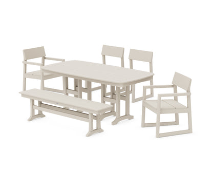 POLYWOOD® EDGE 6-Piece Dining Set with Bench in Sand