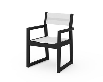 POLYWOOD® EDGE Sling Dining Arm Chair in Black / White Sling