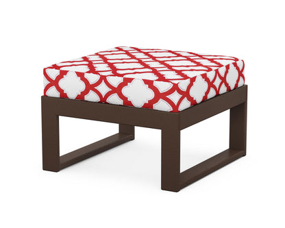 Unbranded Modular Ottoman - Modern in Mahogany / Trellis Crimson