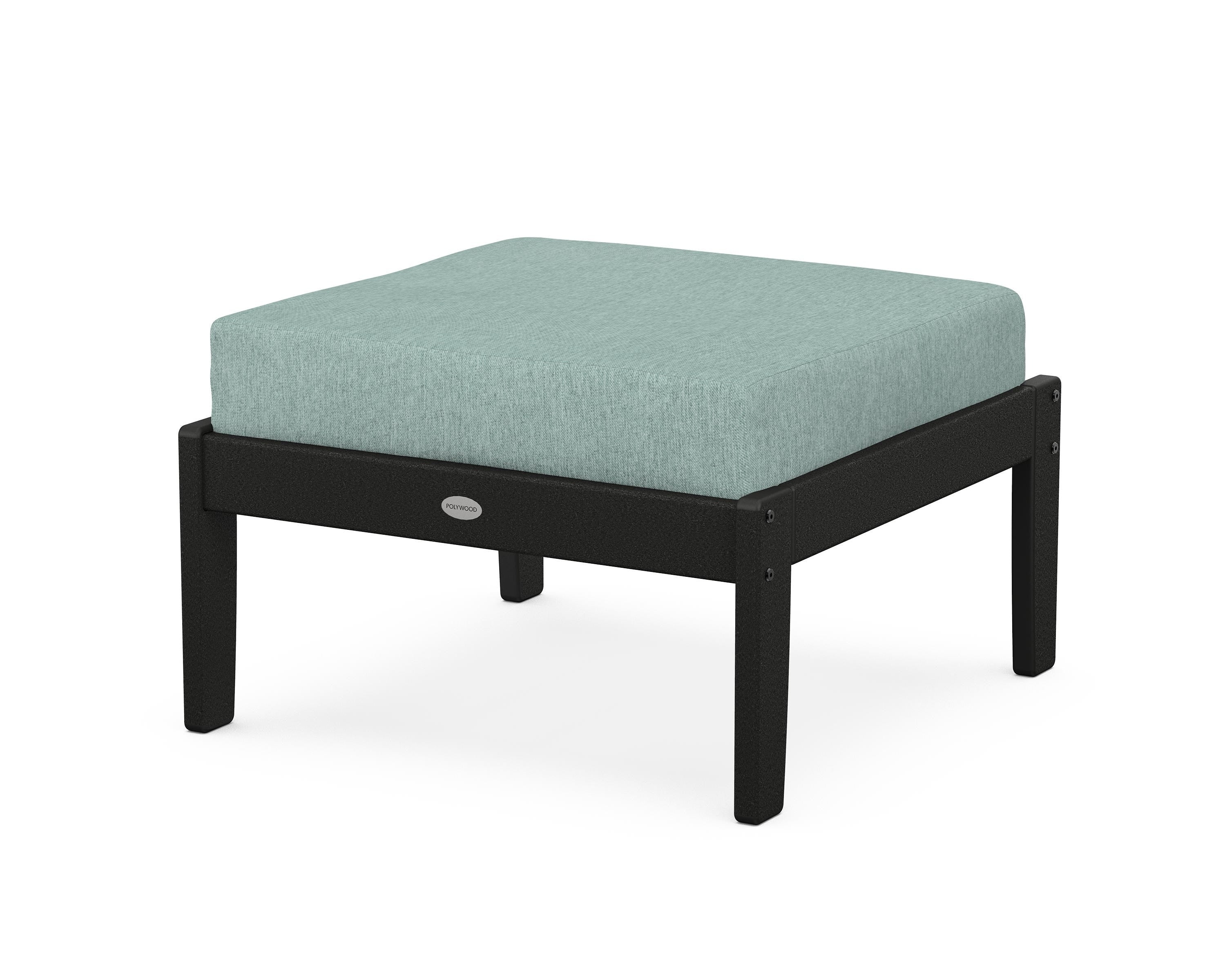 POLYWOOD® Braxton Deep Seating Ottoman in Black / Glacier Spa