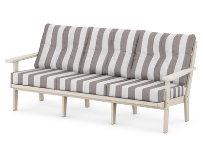 POLYWOOD® Lakeside Deep Seating Sofa in Sand / Cabana Stripe Grey Mist