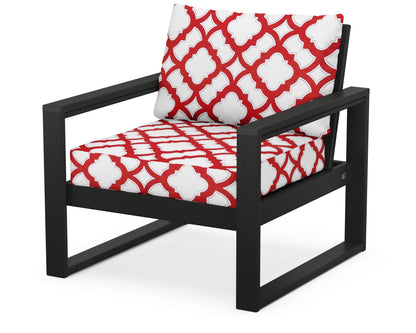 POLYWOOD® EDGE Club Chair in Black / Trellis Crimson