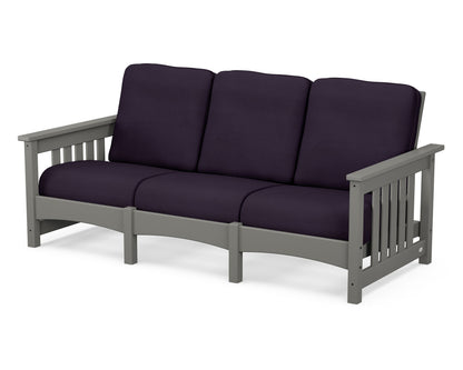 POLYWOOD® Club Mission Sofa in Slate Grey / Navy Linen