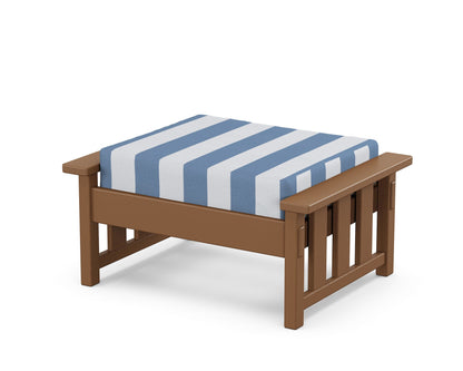 Martha Stewart by POLYWOOD® Acadia Deep Seating Ottoman in Teak / Cabana Stripe Sky Blue