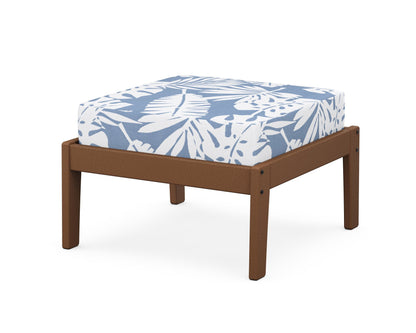 Unbranded Deep Seating Ottoman in Teak / Leaf Sky Blue