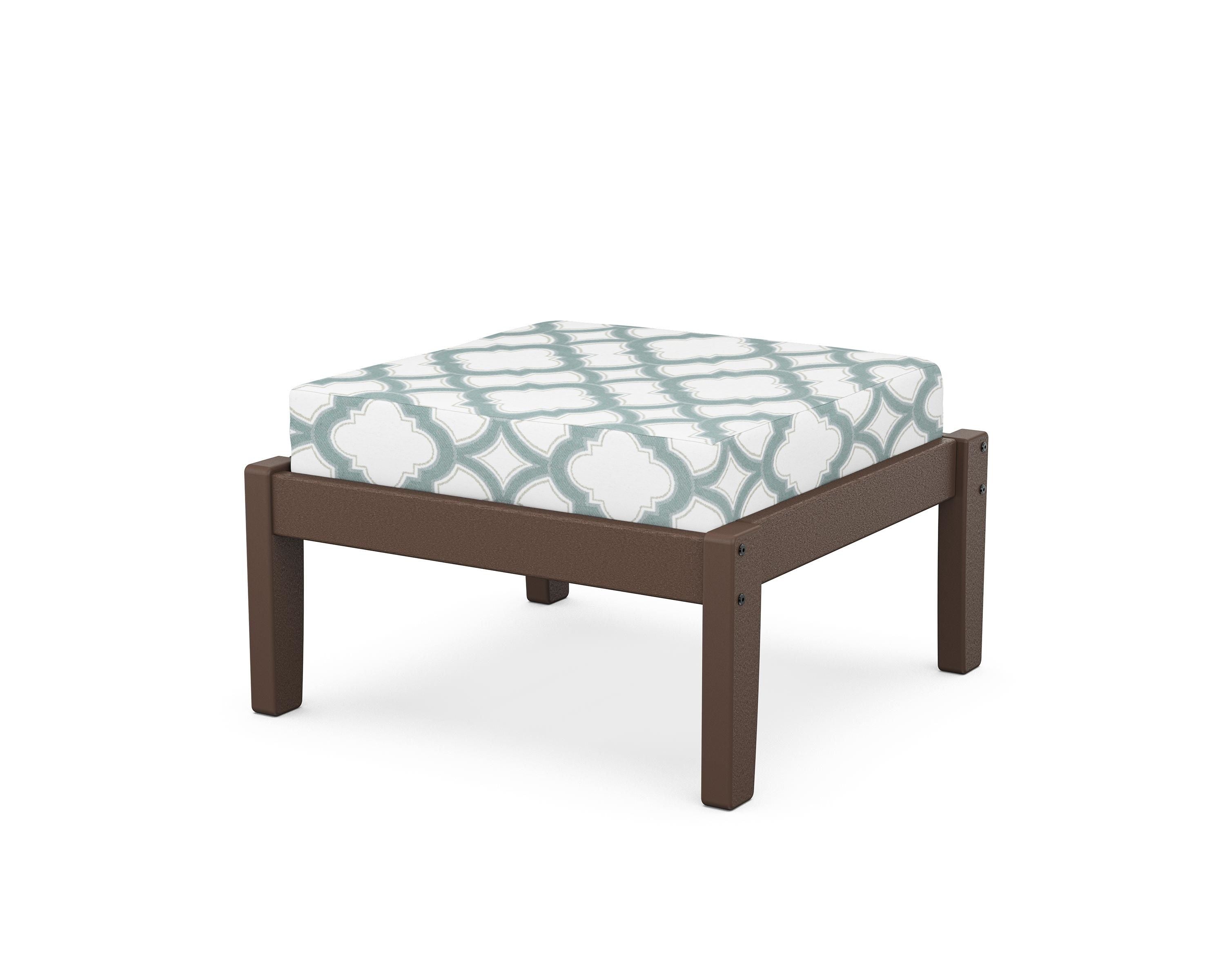 Unbranded Deep Seating Ottoman in Mahogany / Trellis Glacier Spa