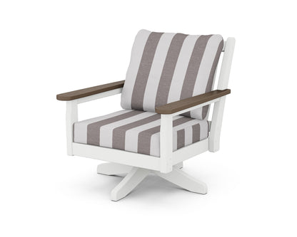 Chippendale Deep Seating Swivel Chair - White