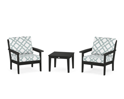 Country Living Cottage 3-Piece Deep Seating Set in Black / Trellis Glacier Spa