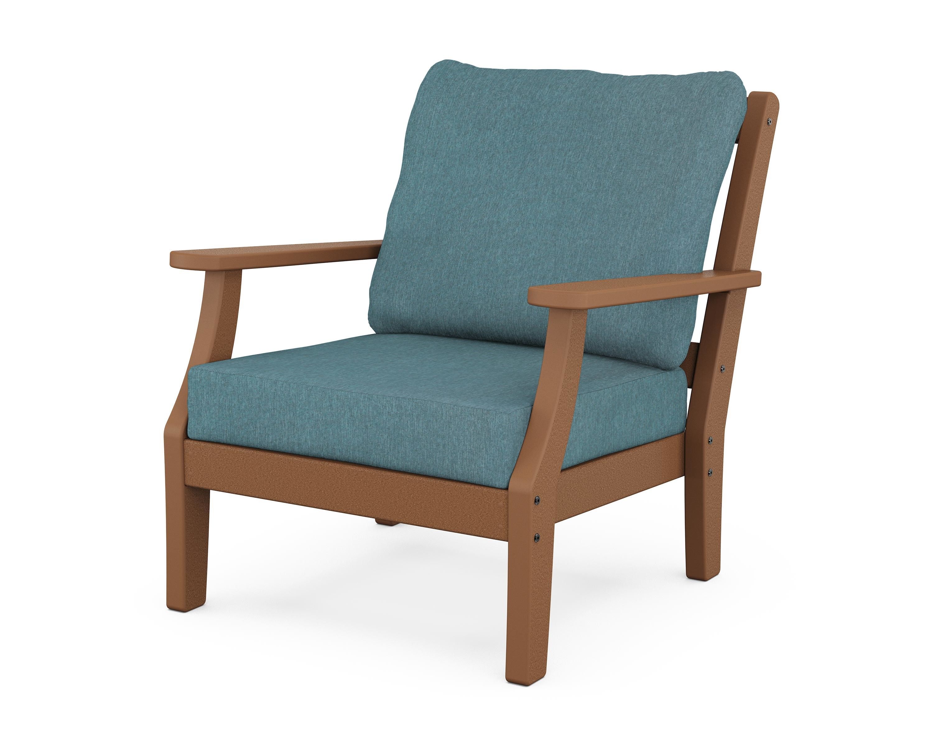 Martha Stewart by POLYWOOD® Chinoiserie Deep Seating Chair in Teak / Ocean Teal