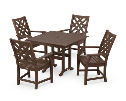 Country Living Wovendale 5-Piece Farmhouse Dining Set in Mahogany