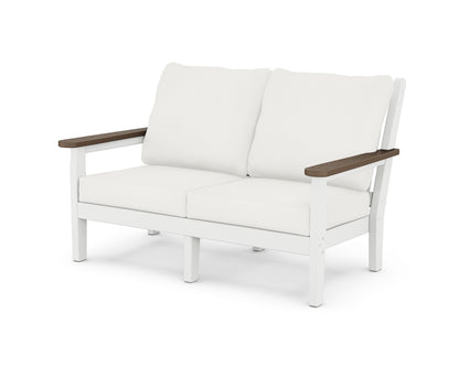 POLYWOOD® Chippendale Deep Seating Loveseat in White / Kona / Natural Linen