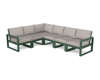 POLYWOOD® EDGE 6-Piece Modular Deep Seating Set in Green / Weathered Tweed