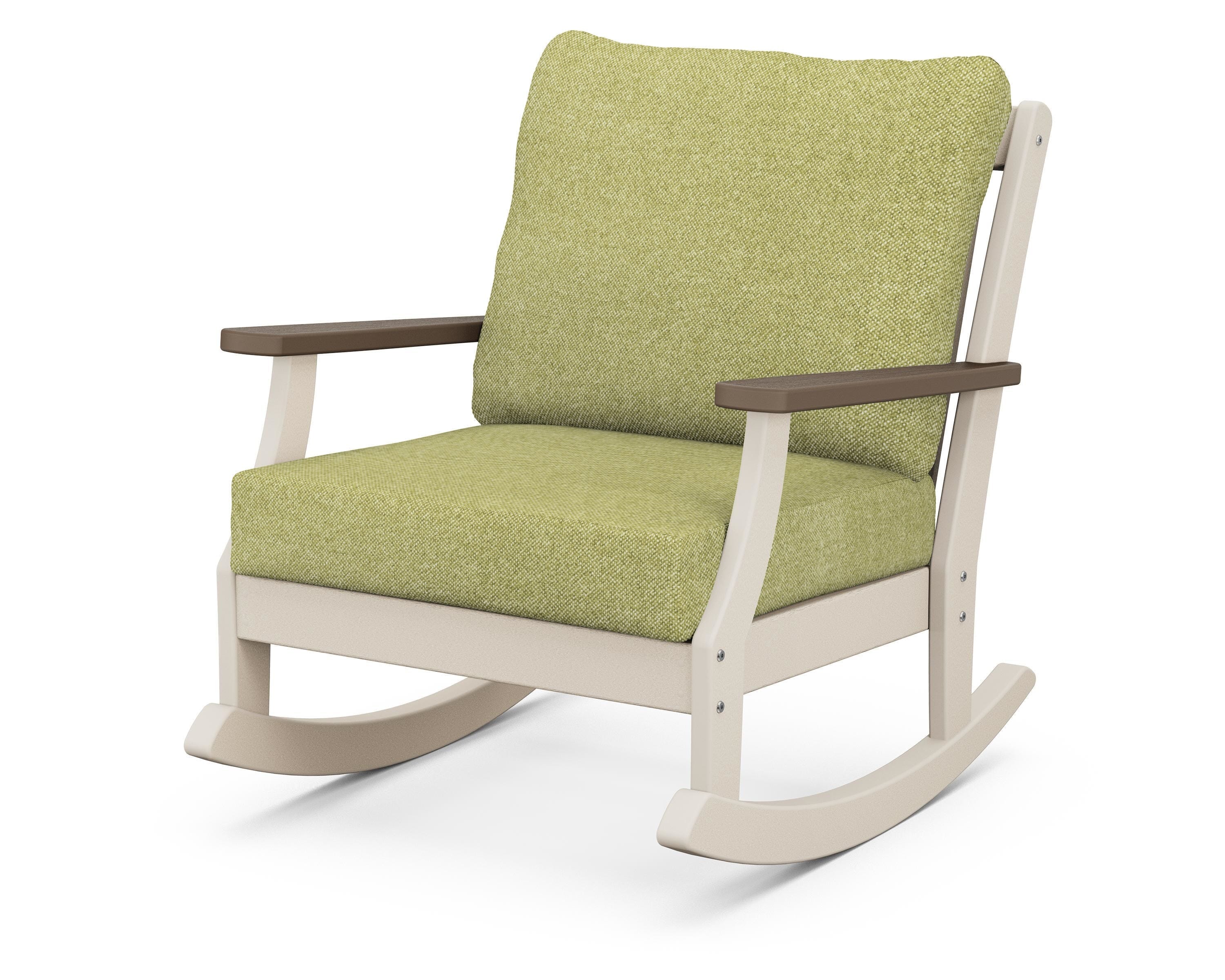 POLYWOOD® Braxton Deep Seating Rocking Chair in Sand / Kona / Chartreuse Boucle