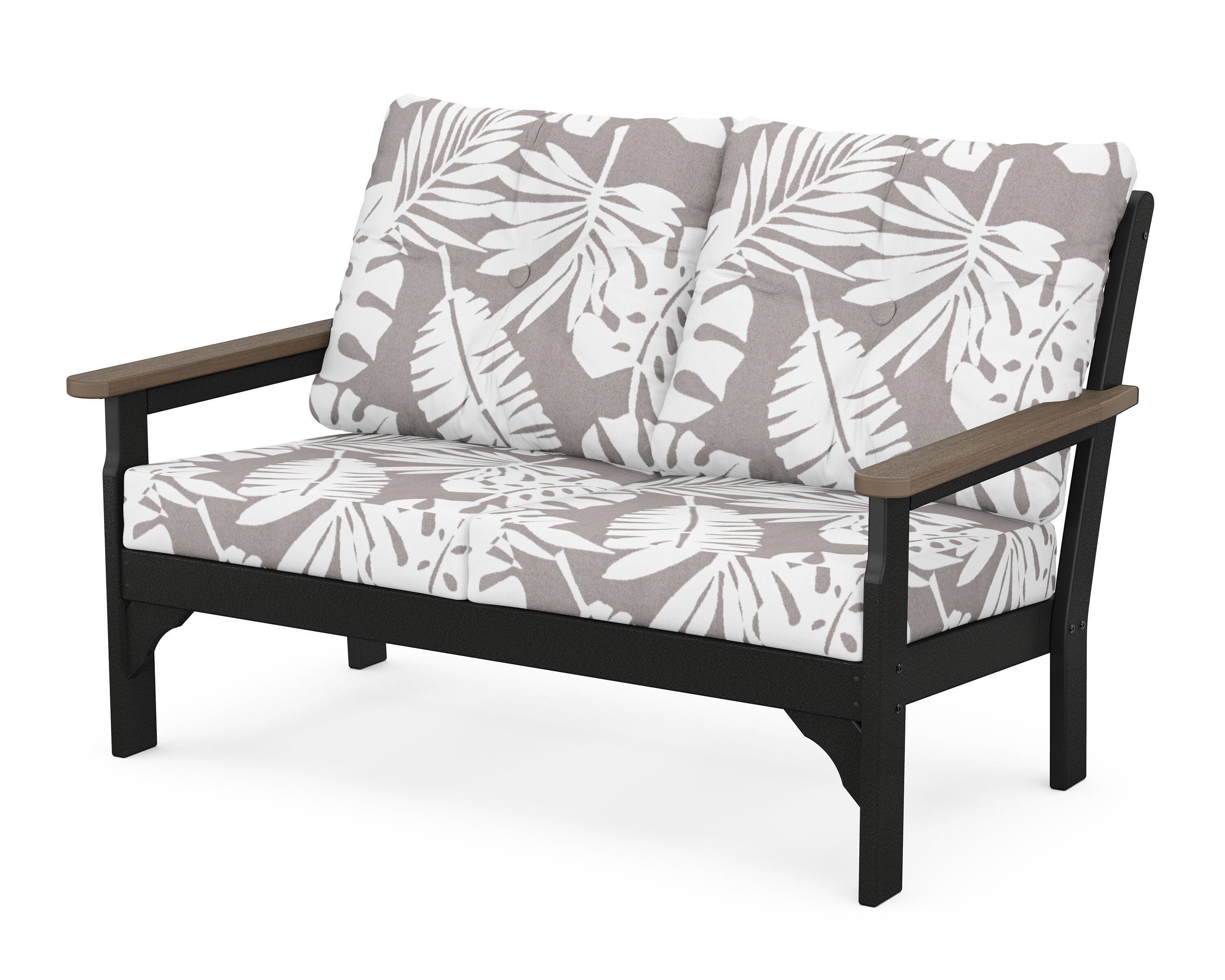 POLYWOOD® Vineyard Deep Seating Loveseat in Black / Kona / Leaf Grey Mist