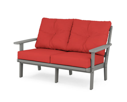 POLYWOOD® Prairie Deep Seating Loveseat in Slate Grey / Crimson Linen