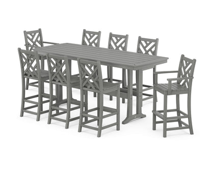 POLYWOOD® Chippendale 9-Piece Bar Set with Trestle Legs in Slate Grey