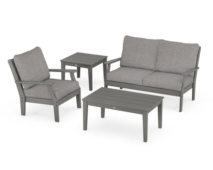 POLYWOOD® Braxton 4-Piece Deep Seating Set in Slate Grey / Grey Mist