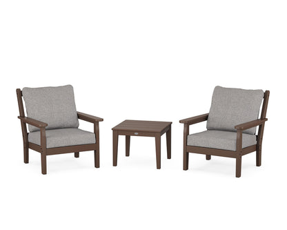 POLYWOOD® Chippendale 3-Piece Deep Seating Set in Mahogany / Grey Mist