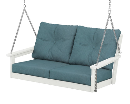 POLYWOOD® Vineyard Deep Seating Swing in Vintage White / Ocean Teal