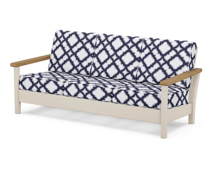 POLYWOOD® Harbour Deep Seating Sofa in Sand / Natural / Trellis Navy